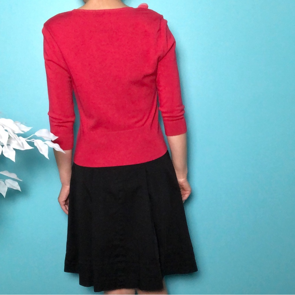White House Black Market (WHBM) Black Cotton A Line Pleated Midi Skirt - Picture 2 of 9